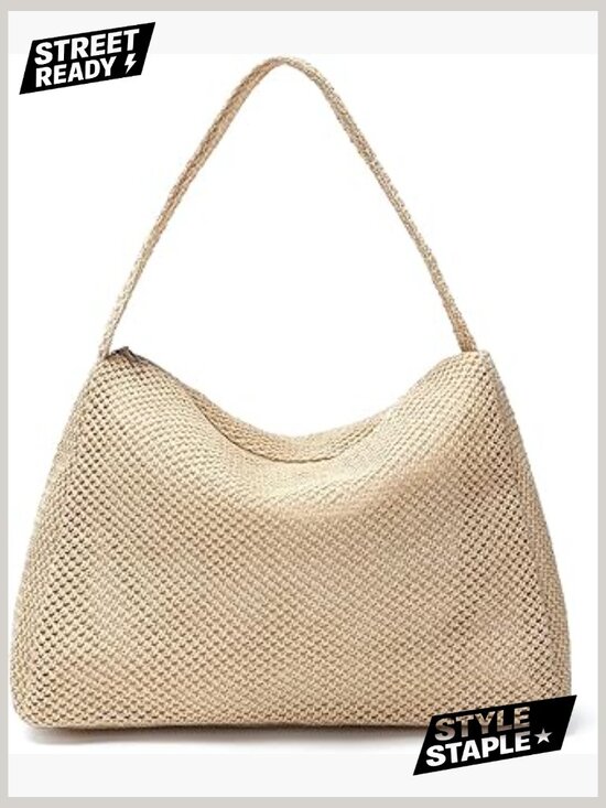 Handbags - Straw Woven Hobo Shoulder Purse Summer Beach Bag Handbag Satchel